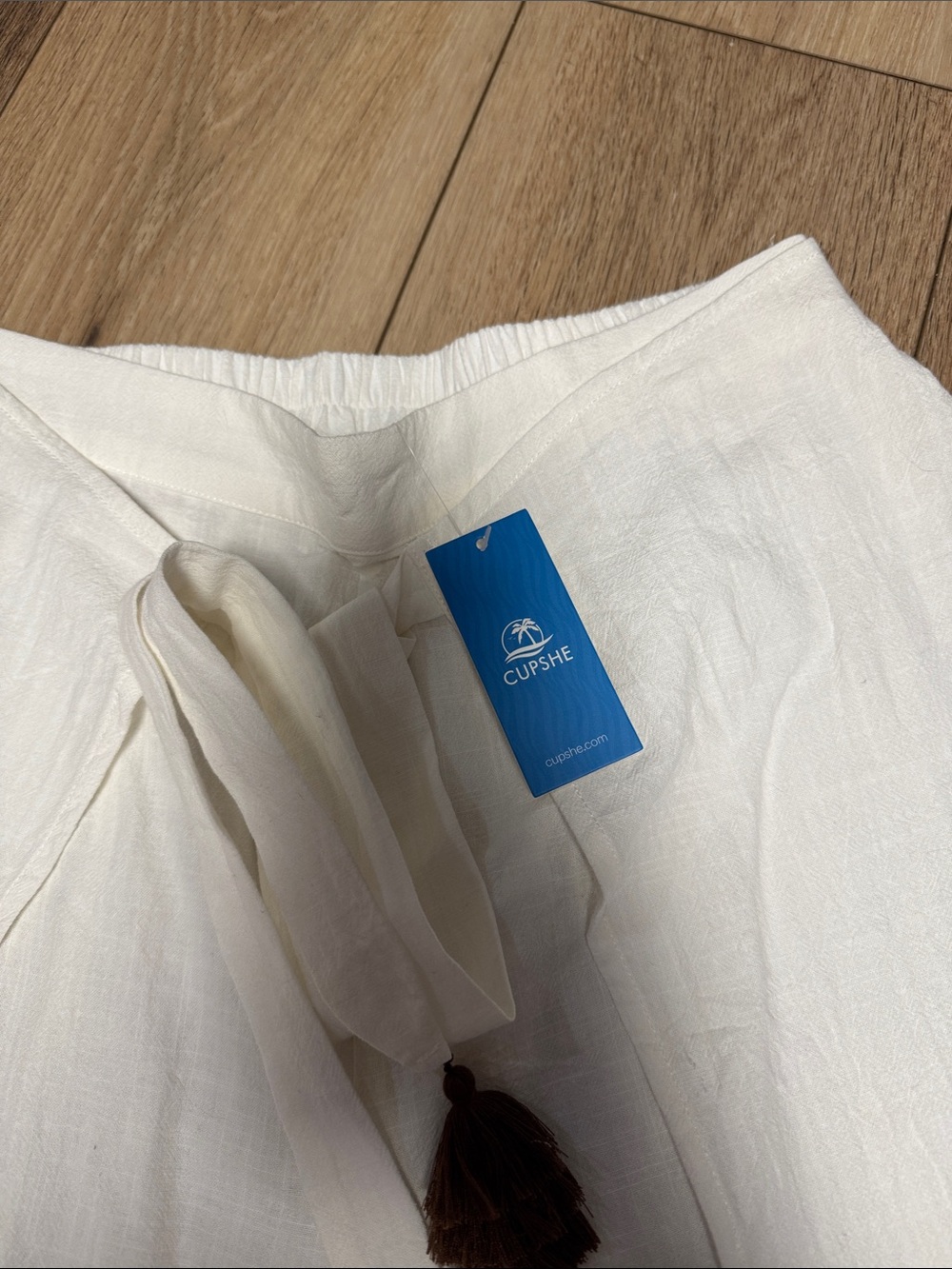 Cupshe NWT M White Wide-Leg tie wrap beach casual boho Pants - Picture 6 of 8